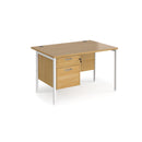 Maestro 25 800mm Deep Straight Desk With 2 Drawer Pedestal & H-Frame Leg - Oak - NWOF