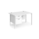 Maestro 25 800mm Deep Straight Desk With 2 Drawer Pedestal & H-Frame Leg - White - NWOF