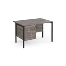 Maestro 25 800mm Deep Straight Desk With 3 Drawer Pedestal & H-Frame Leg - Grey Oak - NWOF