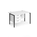 Maestro 25 800mm Deep Straight Desk With 3 Drawer Pedestal & H-Frame Leg - White - NWOF