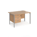 Maestro 25 800mm Deep Straight Desk With 3 Drawer Pedestal & H-Frame Leg - Beech - NWOF