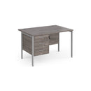 Maestro 25 800mm Deep Straight Desk With 3 Drawer Pedestal & H-Frame Leg - Grey Oak - NWOF