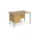 Maestro 25 800mm Deep Straight Desk With 3 Drawer Pedestal & H-Frame Leg - Oak - NWOF