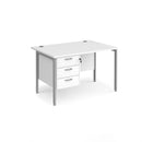 Maestro 25 800mm Deep Straight Desk With 3 Drawer Pedestal & H-Frame Leg - White - NWOF