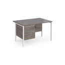 Maestro 25 800mm Deep Straight Desk With 3 Drawer Pedestal & H-Frame Leg - Grey Oak - NWOF