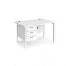 Maestro 25 800mm Deep Straight Desk With 3 Drawer Pedestal & H-Frame Leg - White - NWOF