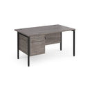 Maestro 25 800mm Deep Straight Desk With 2 Drawer Pedestal & H-Frame Leg - Grey Oak - NWOF