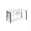 Maestro 25 800mm Deep Straight Desk With 2 Drawer Pedestal & H-Frame Leg - White - NWOF