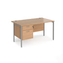 Maestro 25 800mm Deep Straight Desk With 2 Drawer Pedestal & H-Frame Leg - Beech - NWOF