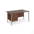 Maestro 25 800mm Deep Straight Desk With 2 Drawer Pedestal & H-Frame Leg - Walnut - NWOF