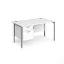 Maestro 25 800mm Deep Straight Desk With 2 Drawer Pedestal & H-Frame Leg - White - NWOF