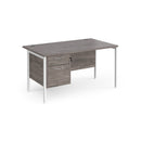 Maestro 25 800mm Deep Straight Desk With 2 Drawer Pedestal & H-Frame Leg - Grey Oak - NWOF