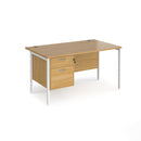 Maestro 25 800mm Deep Straight Desk With 2 Drawer Pedestal & H-Frame Leg - Oak - NWOF