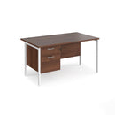 Maestro 25 800mm Deep Straight Desk With 2 Drawer Pedestal & H-Frame Leg - Walnut - NWOF