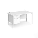 Maestro 25 800mm Deep Straight Desk With 2 Drawer Pedestal & H-Frame Leg - White - NWOF