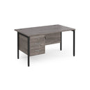 Maestro 25 800mm Deep Straight Desk With 3 Drawer Pedestal & H-Frame Leg - Grey Oak - NWOF