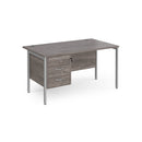 Maestro 25 800mm Deep Straight Desk With 3 Drawer Pedestal & H-Frame Leg - Grey Oak - NWOF