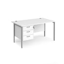Maestro 25 800mm Deep Straight Desk With 3 Drawer Pedestal & H-Frame Leg - White - NWOF