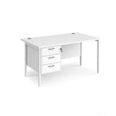 Maestro 25 800mm Deep Straight Desk With 3 Drawer Pedestal & H-Frame Leg - White - NWOF