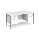 Maestro 25 800mm Deep Straight Desk With 2 and 2 Drawer Pedestals & H-Frame Leg - White - NWOF