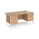 Maestro 25 800mm Deep Straight Desk With 2 and 2 Drawer Pedestals & H-Frame Leg - Beech - NWOF