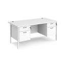 Maestro 25 800mm Deep Straight Desk With 2 and 2 Drawer Pedestals & H-Frame Leg - White - NWOF