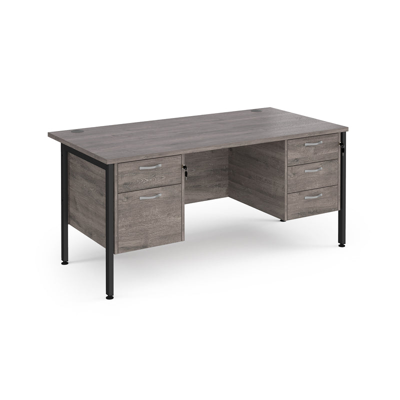 Maestro 25 800mm Deep Straight Desk With 2 and 3 Drawer Pedestals & H-Frame Leg - Grey Oak - NWOF