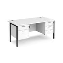 Maestro 25 800mm Deep Straight Desk With 2 and 3 Drawer Pedestals & H-Frame Leg - White - NWOF