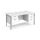 Maestro 25 800mm Deep Straight Desk With 2 and 3 Drawer Pedestals & H-Frame Leg - White - NWOF