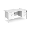 Maestro 25 800mm Deep Straight Desk With 2 and 3 Drawer Pedestals & H-Frame Leg - White - NWOF