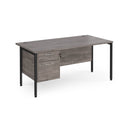 Maestro 25 800mm Deep Straight Desk With 2 Drawer Pedestal & H-Frame Leg - Grey Oak - NWOF