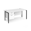Maestro 25 800mm Deep Straight Desk With 2 Drawer Pedestal & H-Frame Leg - White - NWOF