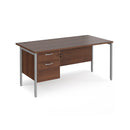 Maestro 25 800mm Deep Straight Desk With 2 Drawer Pedestal & H-Frame Leg - Walnut - NWOF