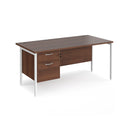 Maestro 25 800mm Deep Straight Desk With 2 Drawer Pedestal & H-Frame Leg - Walnut - NWOF