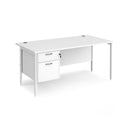 Maestro 25 800mm Deep Straight Desk With 2 Drawer Pedestal & H-Frame Leg - White - NWOF
