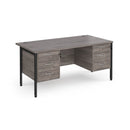 Maestro 25 800mm Deep Straight Desk With 3 and 3 Drawer Pedestals & H-Frame Leg - Grey Oak - NWOF
