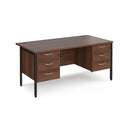 Maestro 25 800mm Deep Straight Desk With 3 and 3 Drawer Pedestals & H-Frame Leg - Walnut - NWOF