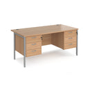 Maestro 25 800mm Deep Straight Desk With 3 and 3 Drawer Pedestals & H-Frame Leg - Beech - NWOF