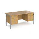 Maestro 25 800mm Deep Straight Desk With 3 and 3 Drawer Pedestals & H-Frame Leg - Oak - NWOF