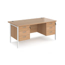Maestro 25 800mm Deep Straight Desk With 3 and 3 Drawer Pedestals & H-Frame Leg - Beech - NWOF
