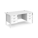 Maestro 25 800mm Deep Straight Desk With 3 and 3 Drawer Pedestals & H-Frame Leg - White - NWOF