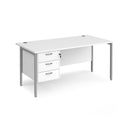 Maestro 25 800mm Deep Straight Desk With 3 Drawer Pedestal & H-Frame Leg - White - NWOF