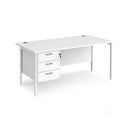 Maestro 25 800mm Deep Straight Desk With 3 Drawer Pedestal & H-Frame Leg - White - NWOF