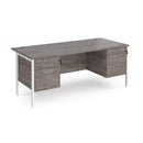 Maestro 25 800mm Deep Straight Desk With 2 and 2 Drawer Pedestals & H-Frame Leg - Grey Oak - NWOF