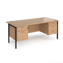 Maestro 25 800mm Deep Straight Desk With 2 and 3 Drawer Pedestals & H-Frame Leg - Beech - NWOF