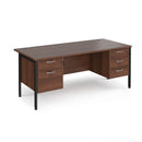 Maestro 25 800mm Deep Straight Desk With 2 and 3 Drawer Pedestals & H-Frame Leg - Walnut - NWOF