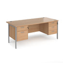 Maestro 25 800mm Deep Straight Desk With 2 and 3 Drawer Pedestals & H-Frame Leg - Beech - NWOF