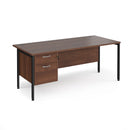 Maestro 25 800mm Deep Straight Desk With 2 Drawer Pedestal & H-Frame Leg - Walnut - NWOF