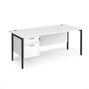 Maestro 25 800mm Deep Straight Desk With 2 Drawer Pedestal & H-Frame Leg - White - NWOF