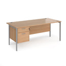 Maestro 25 800mm Deep Straight Desk With 2 Drawer Pedestal & H-Frame Leg - Beech - NWOF